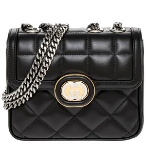 Gucci Black Quilted Crossbody Bag with Silver Chain